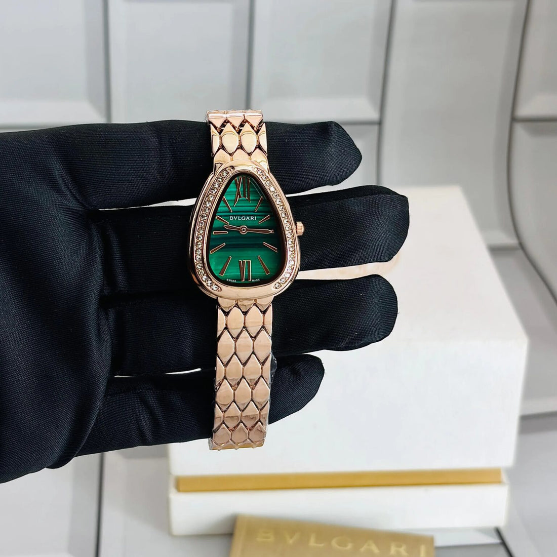 Bvlg_ari Inspired Serpenti Seduttori Mother of Pearl Watch for Women