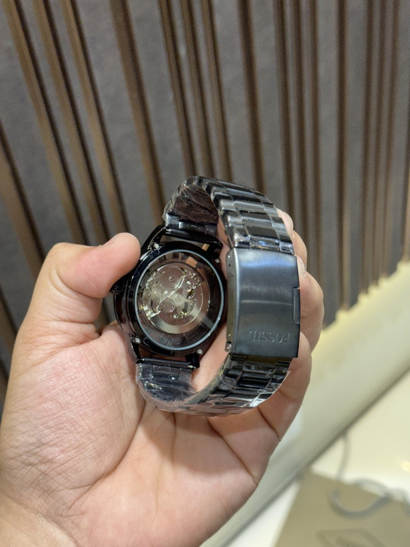 Fo_ssil Inspired Townsman Automatic Black Metal Watch for Men